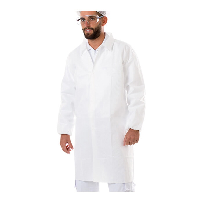 Bata desechable de Polipropileno con Cierre Velcro. Categoria I. Talla S