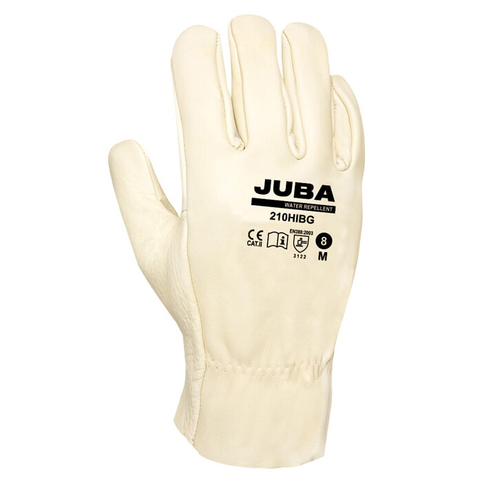 Guante Cuero Flor Vacuno Hidrofugo Beige. Talla 10