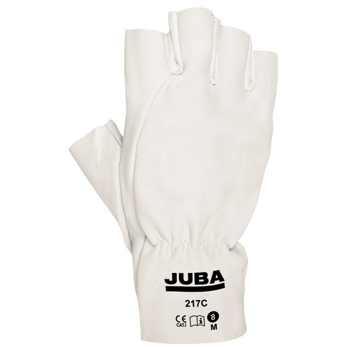 Mitón Flor Cabra Natural, Elástico de Apriete en la Muñeca. Talla 8