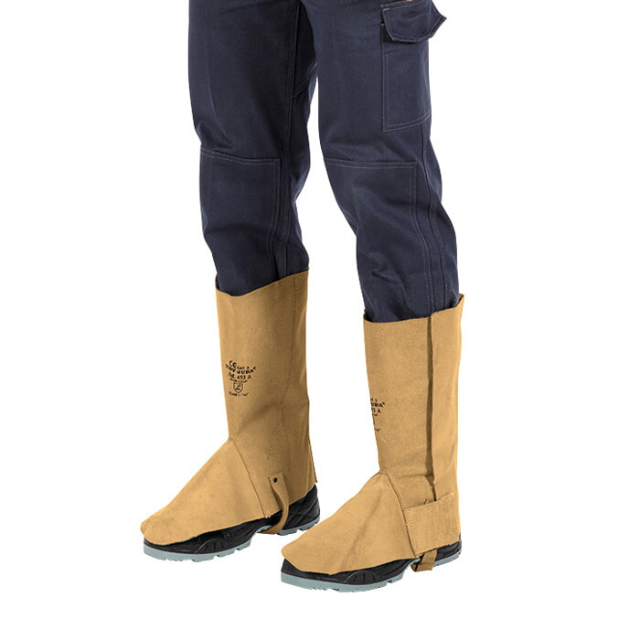 Polaina desprendimiento Rápido en Piel Serraje, Crupón Armado, Cierre Velcro, Hasta Nº 41.