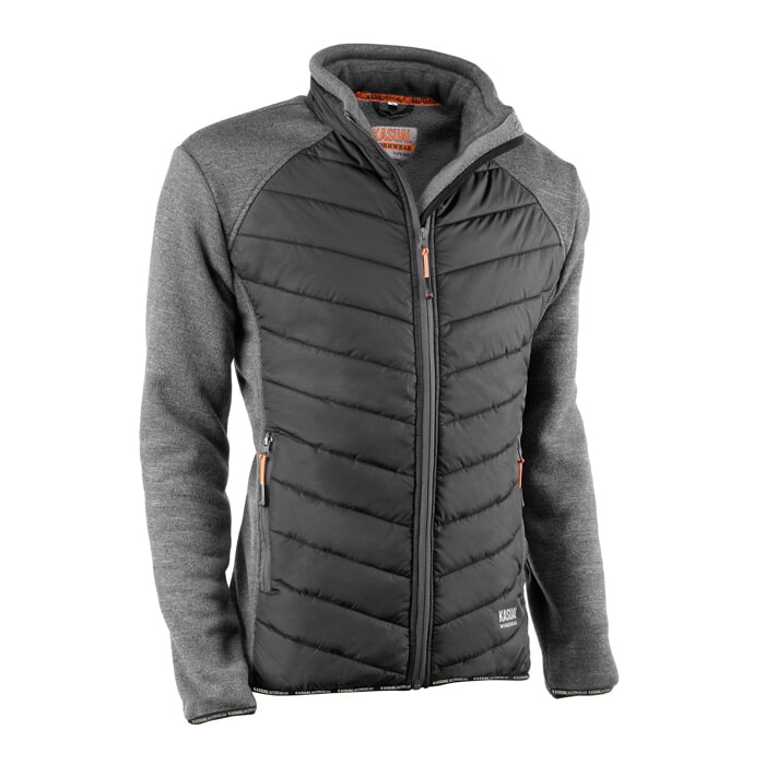 "Apolo" Chaqueta de Nylon/Pu con Mezcla de Poliester, Acolchada. Color Gris/Negro. Talla 3XL