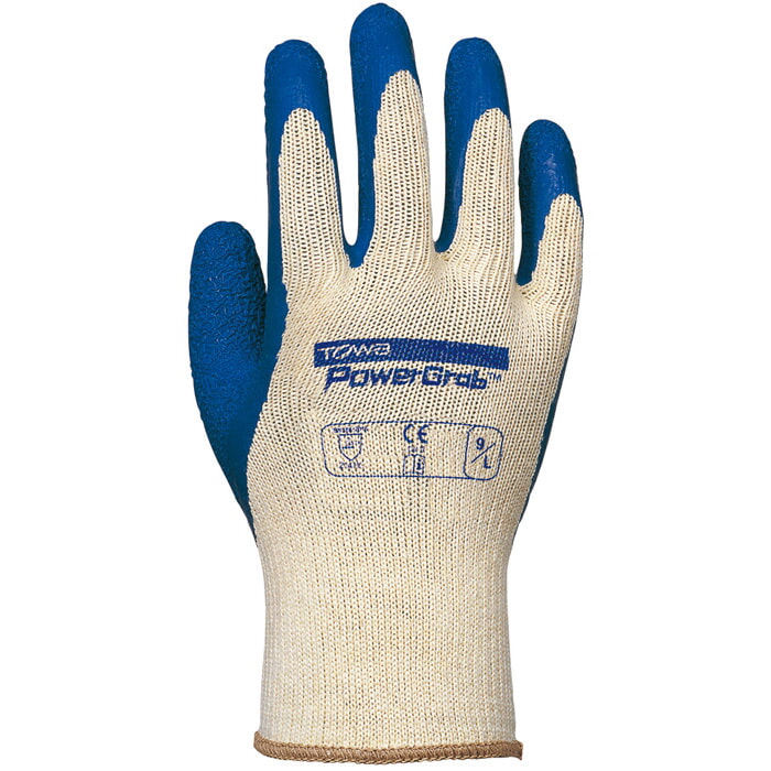 Guante de Poliamida/Algodón con Recubrimiento Caucho Rugoso Azul. Talla 6