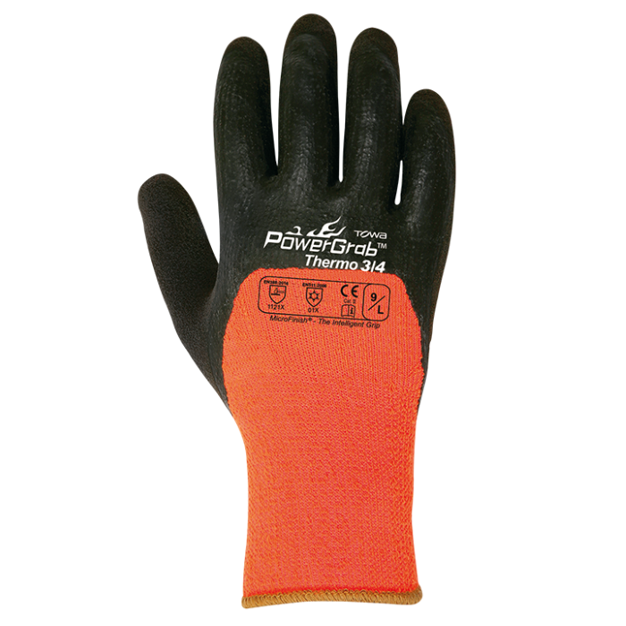 Guante sin costuras de tejido acrílico/poliéster recubierto de látex Microfinish®. Talla 9