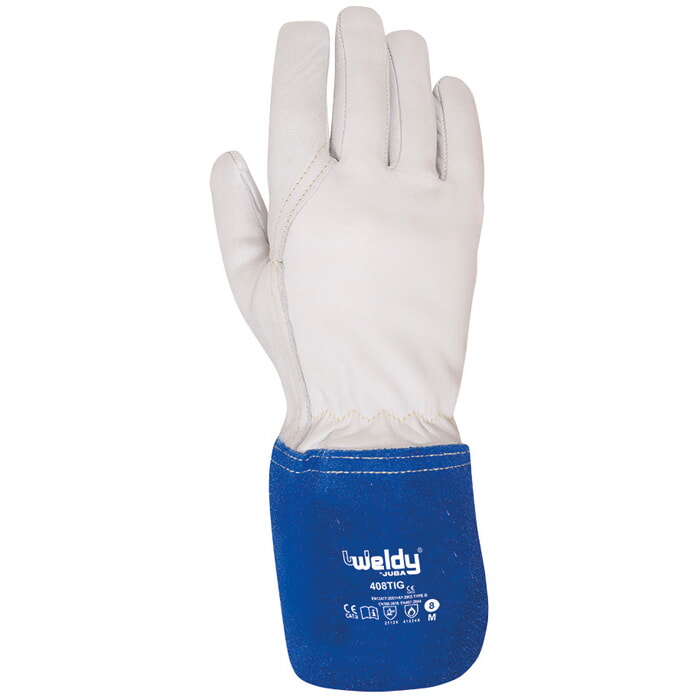 Guante Todo Piel de Cabritilla de Color Natural con Manguito de Serraje Cosido con Hilo de Kevlar®. Talla 11