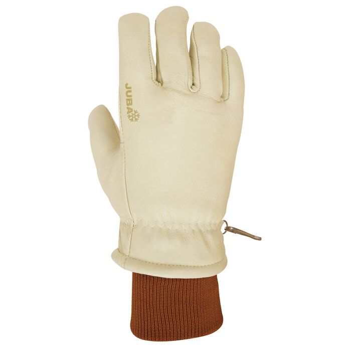 Guante Cuero Flor Vacuno con Forro de Thinsulate Grueso. Puño Elástico y Cubrevenas. Talla 8