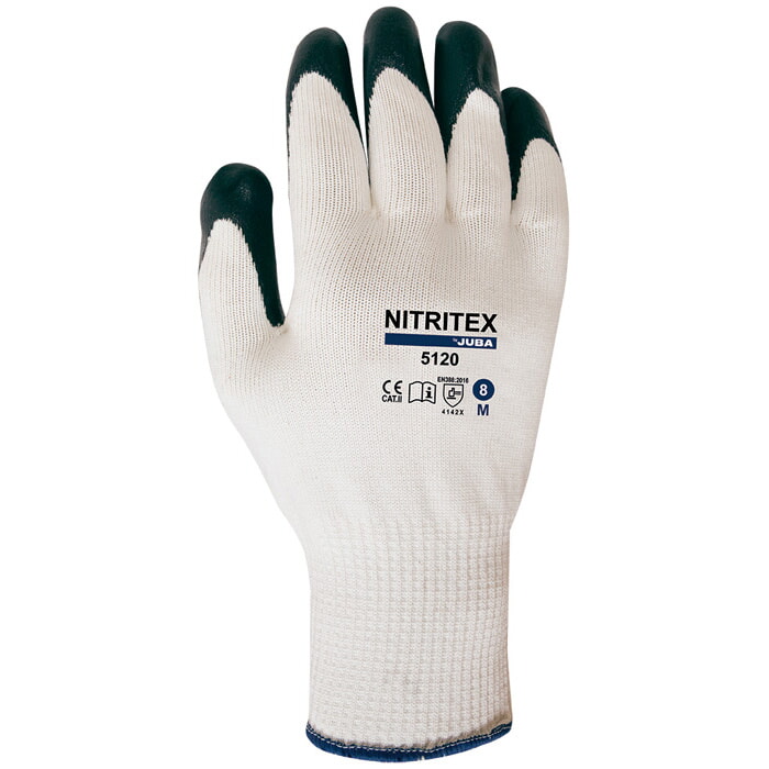 Guante Fibra Nylon y Algodón, Recubrimiento de Nitrilo Gris. Talla 9