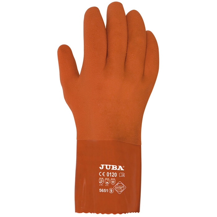 Guante de Pvc Sin Costuras con Soporte de Algodón. Largo de 30,5 Cms. Talla 10