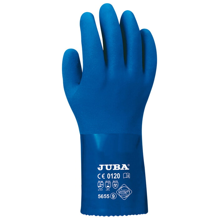 Guante de Pvc Sin Costuras con Soporte de Algodón. Largo de 25,5 Cms. Talla 8