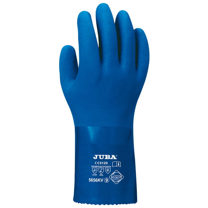 Guante de Pvc Sin Costuras con Soporte de Algodón/Kevlar. Largo de 30 Cms. Talla 9