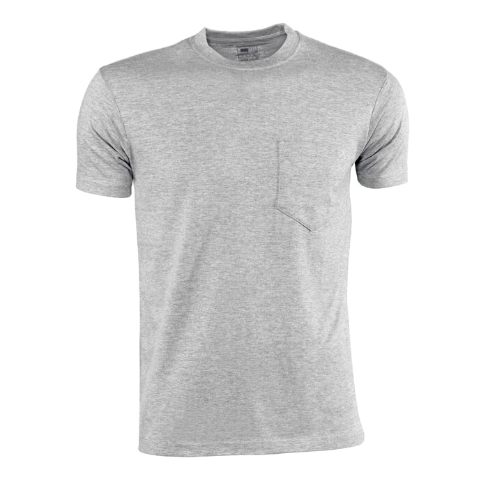 Camiseta Algodón Gris. Bolsillo Izquierdo. Talla S