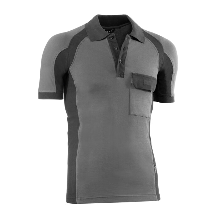 Polo Piqué Manga Corta. Color Gris/Negro. Talla XL