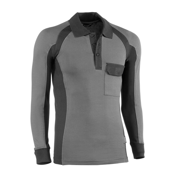 Polo Piqué Manga Corta. Color Gris/Negro. Talla XL