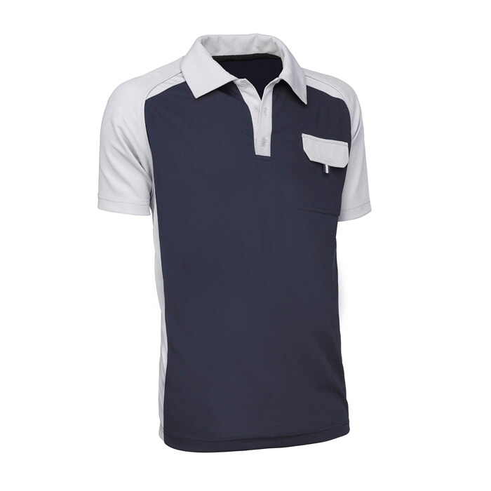 Polo Transpirable de Poliester. Color Azul Marino/Gris Claro. Talla XL