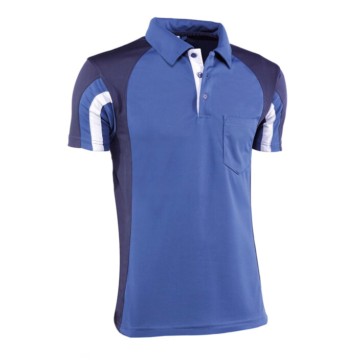 Polo Transpirable Manga Corta, Bolsillo. Tricolor Azulina/Marino/Gris. Talla XL