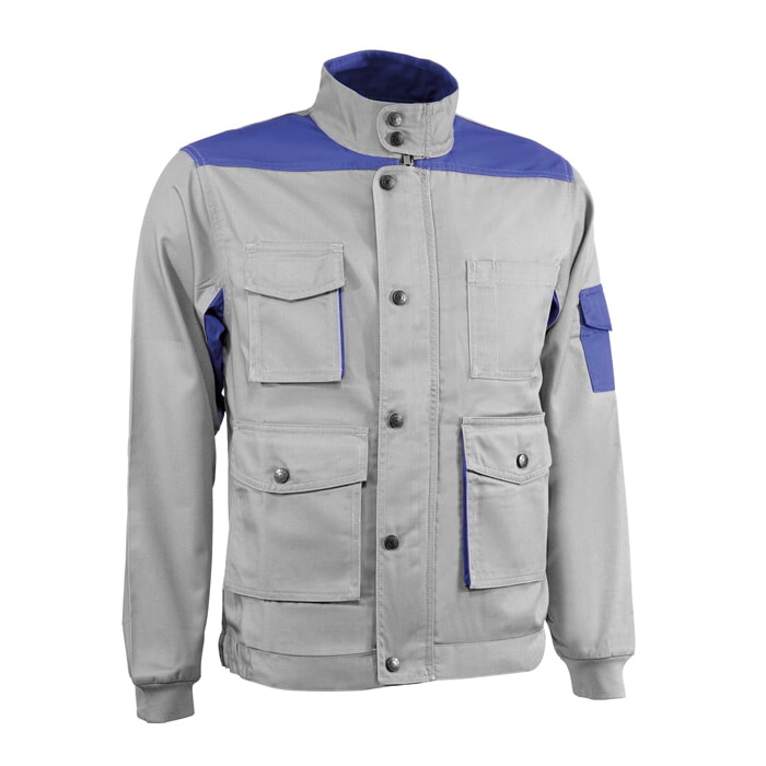 Chaqueta Poliester/Algodón Tejido. Color Gris/Azulina. Talla 3XL