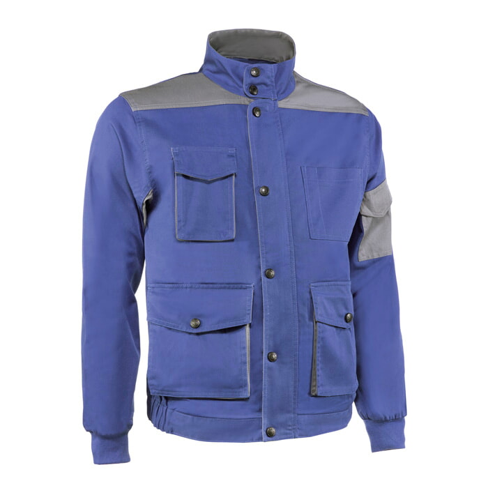 Chaqueta Poliester/Algodón Tejido. Color Azulina/Gris. Talla S