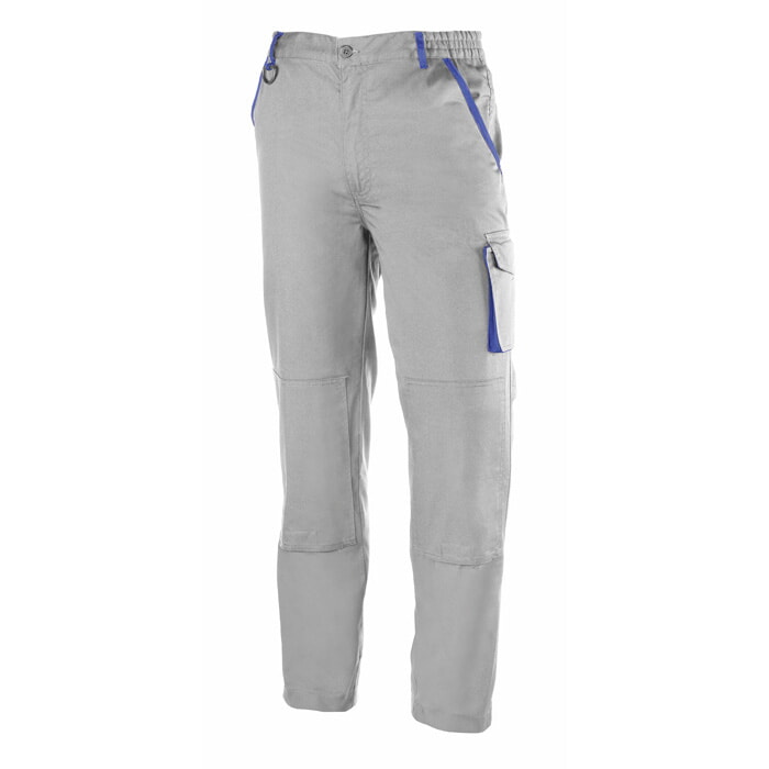 Pantalón Multibolsillos de Poliester/Algodón. Color Gris/Azulina. Talla S