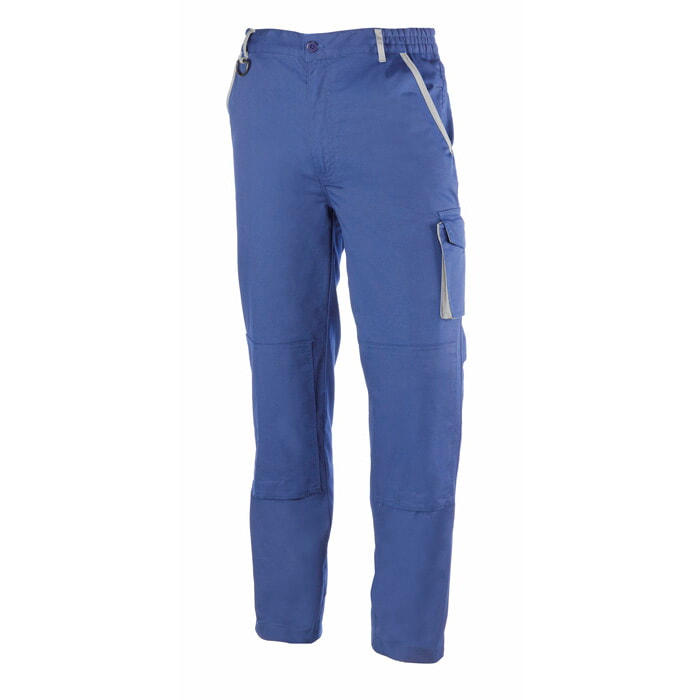 Pantalón Multibolsillos de Poliester/Algodón. Color Azulina/Gris. Talla XL