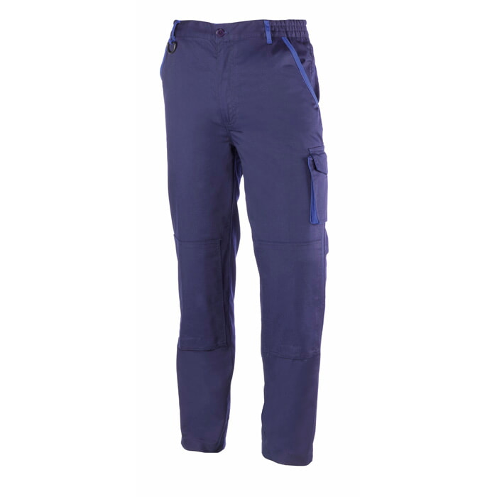 Pantalón Multibolsillos de Poliester/Algodón. Color Marino/Azulina. Talla M