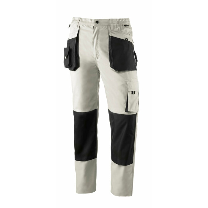 Pantalón Largo Multibolsillos de Poliester/Algodón. Color Beige/Negro. Talla S