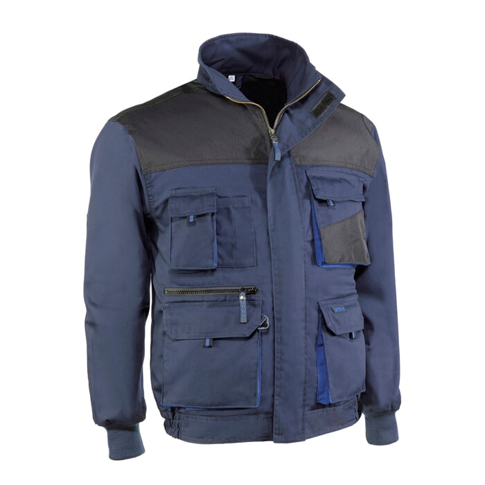 Cazadora Multibolsillos de Poliester/Algodón. Color Azul Marino/Negro. Talla S