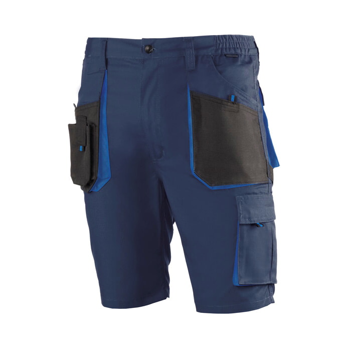 Pantalón Corto Multibolsillos de Poliester/Algodón. Color Marino/Negro. Talla XXL