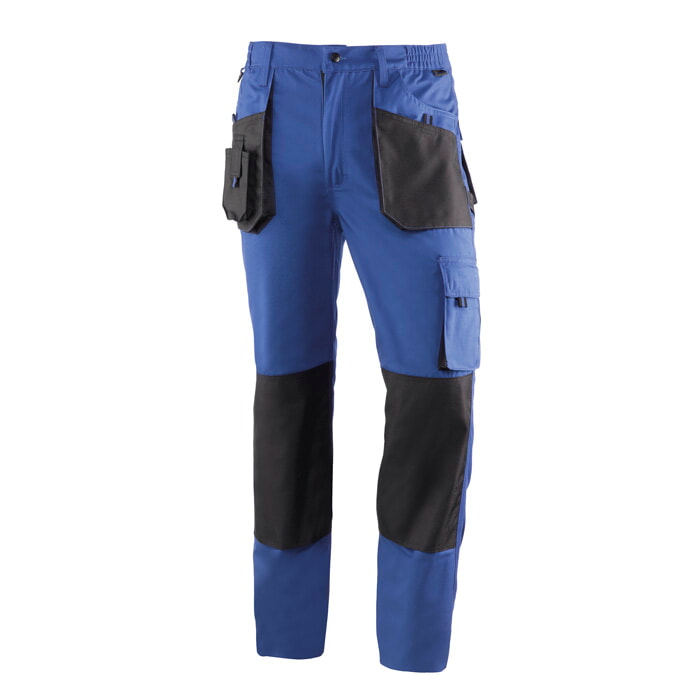Pantalón Largo Multibolsillos de Poliester/Algodón. Color Azulina/Negro. Talla XXL