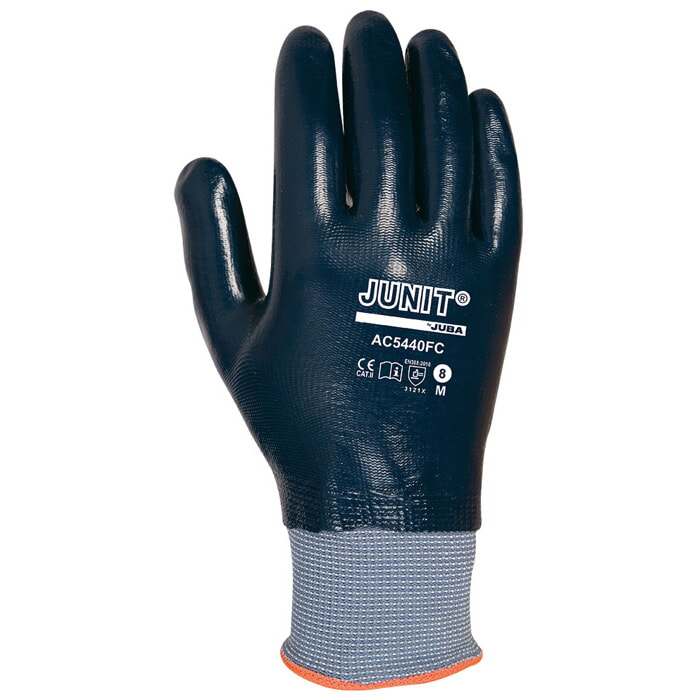 "Junit®" Guante de Nylon con Recubrimiento Nitrilo Azul Total. Talla 7