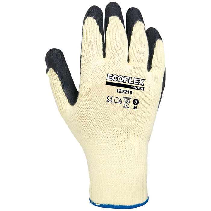 "Eco-Flex" Guante Poliester/Algodón con Palma Recubierta de Látex Negro. Talla 10