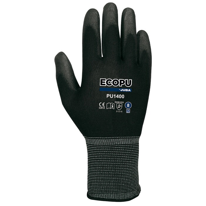 Guante Nylon con Palma Recubierta de Pu Negro "Económico". Talla 9