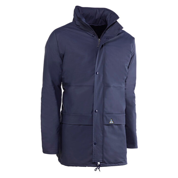 Parka Acolchada de Pu/Poliamida con Forro Interior. Color Marino. Talla L