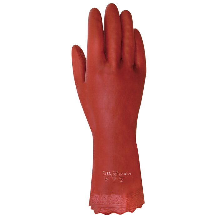 "Vindico 100" Guante Pvc Flocado Rojo. Talla 9