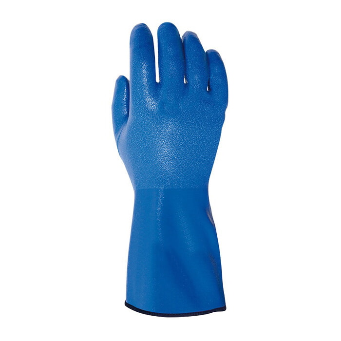 Guante de Nitrilo Azul con Forro de Invierno. Largo 30 Cms. Grosor 0,8 Mm. Talla 11