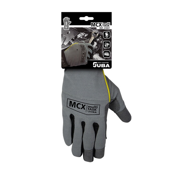 Guante Cuero Sintético con Elastano. Cierre Velcro. Color Gris. Talla 8