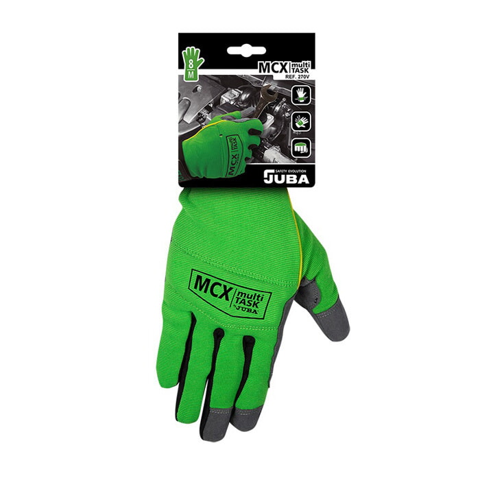 Guante Cuero Sintético con Elastano. Cierre Velcro. Color Verde. Talla 8