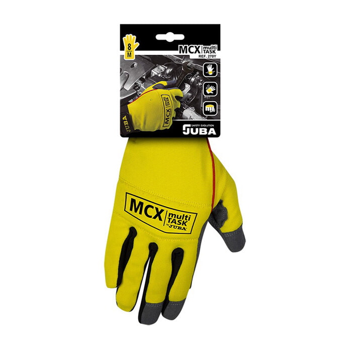 Guante Cuero Sintético con Elastano. Cierre Velcro. Color Amarillo. Talla 9