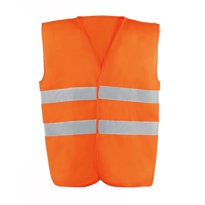 Chaleco Alta Visibilidad Poliester 100%. Bandas 3M. Reflectante. Color Naranja. Talla L
