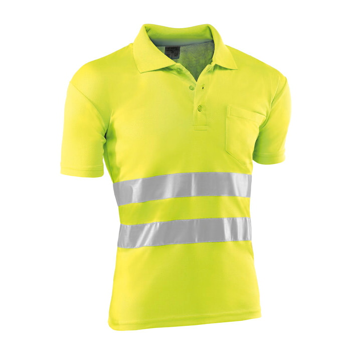 Polo Transpirable de Poliamida Alta Visibilidad, Bandas 3M, Color Amarillo. Talla 3XL
