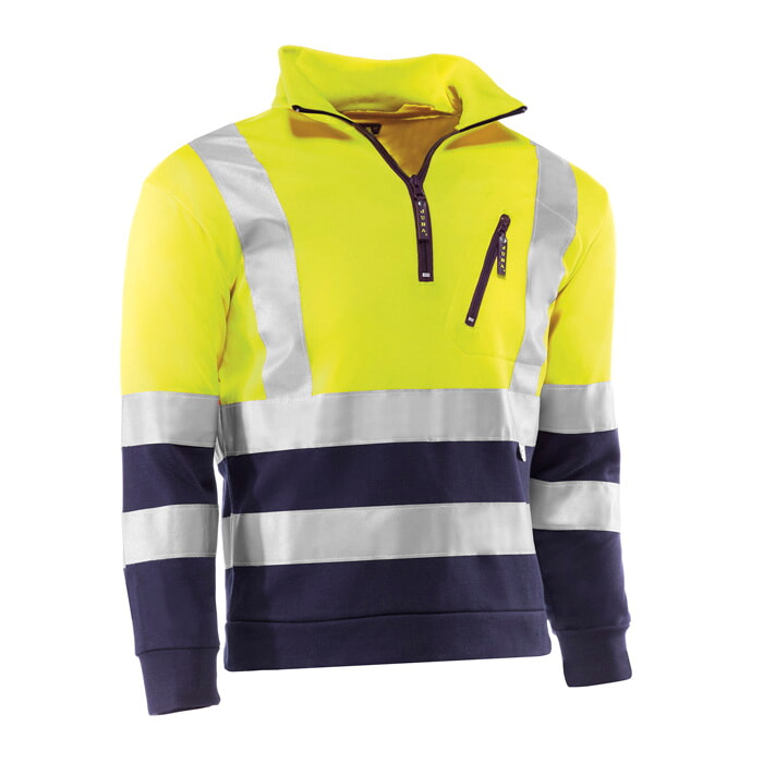 "Kenya" sudadera 100% Poliester. Color Amarillo/Marino. Talla XS