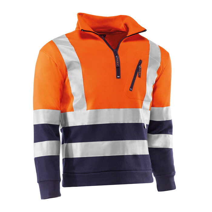 "Mitika" sudadera 100% Poliester. Color Naranja/Marino. Talla M