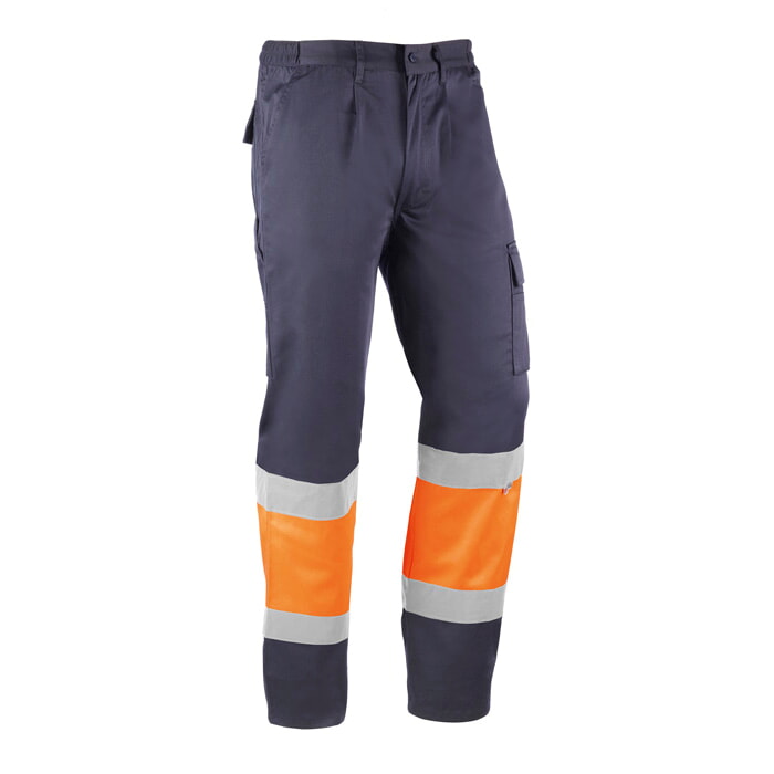 "Karelia" Pantalón Bicolor Marino con Banda Naranja de Alta Visibilidad. Talla XS