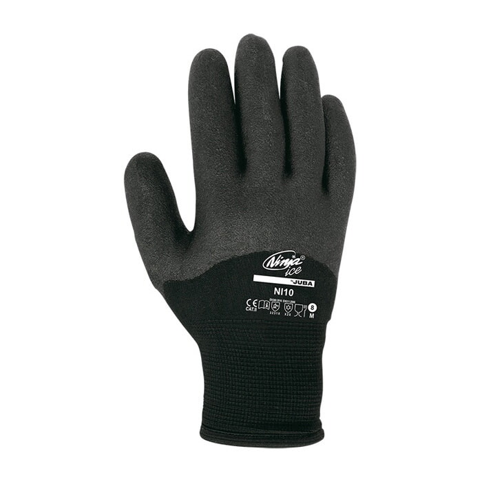 Ninja Ice» Nylon Negro/Acrilico 1/2 Dorso Recubierto Pvc Negro. Talla 9