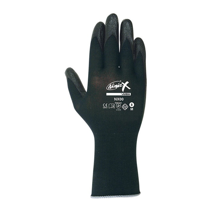 Ninja X» Nylon Negro Antiwet Elastano Bipolímero en la Palma. Talla 8