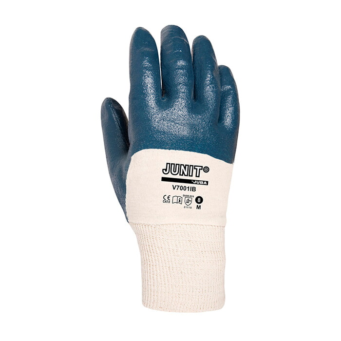 Guante Nitrilo Ligero Sobre Soporte de Algodón Interlock.Azul.Dorso Fresco.Puño Elastico. Talla 9