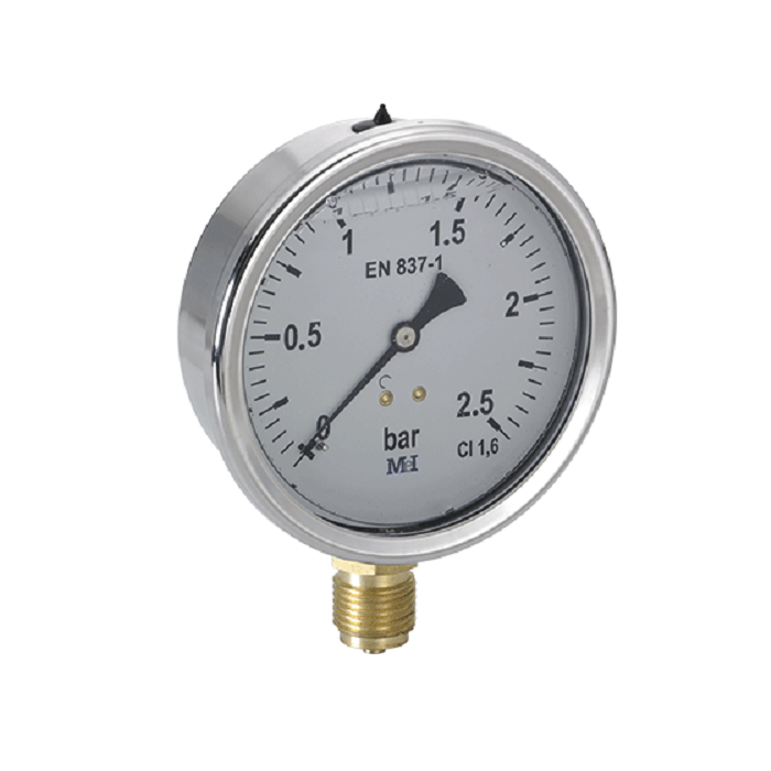 Manómetro glicerina Cl.1,6 100Ø Vert. 1/2 0 a 315 bar