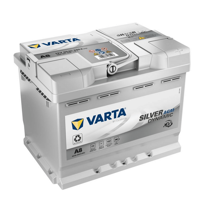 Batería A8 Silver Dynamic AGM 60Ah 680EN 242x175x190